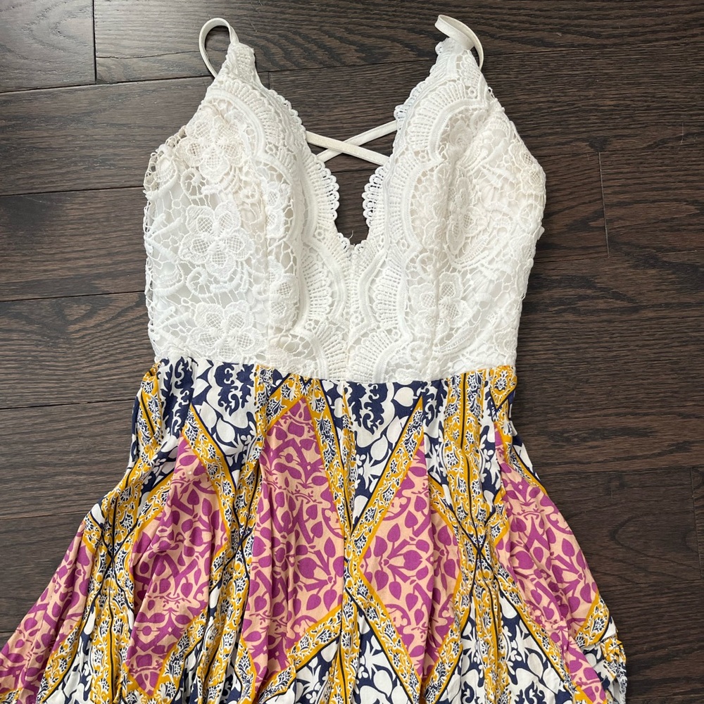 Lace and patterned playsuit